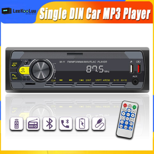 Single 1DIN Autoradio mit Bluetooth Freisprech USB SD AUX FM 7 Farben MP3 Player - Bild 1 von 12