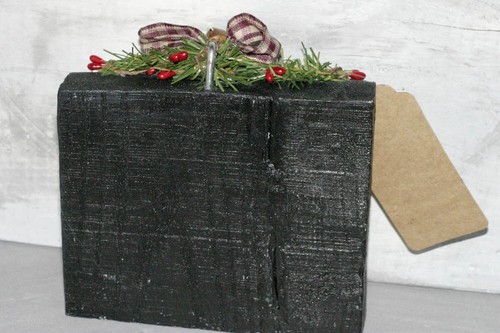 Primitive Vintage Inspired Winter Sheep Wood Table / Shelf Sitter Block - Picture 5 of 7