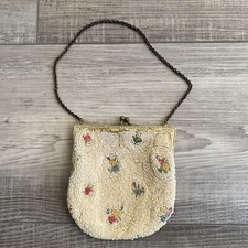 K G Charlet Paris Smal Vintage Beaded Floral Purse Bag Handbag