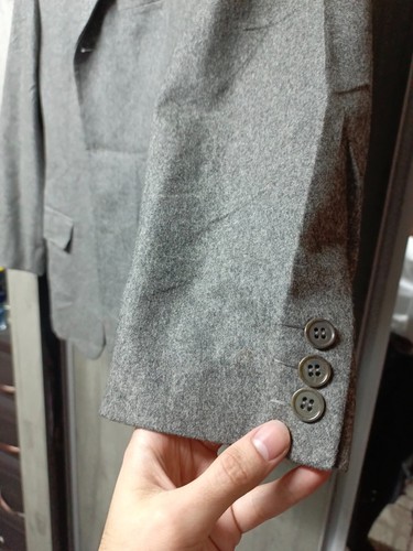 Vintage handtailored wool cashmere Bespoke classic 3 button gray suit 40R - Picture 6 of 17