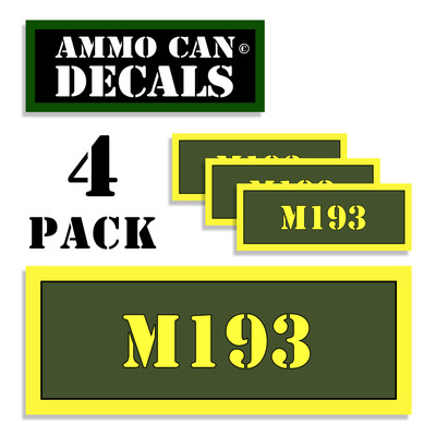 M193 Ammo Can 4x Labels Ammunition Case 3''x1.15'' stickers M193 decals 4 pack AG
