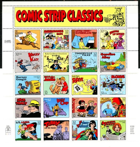 Comic Strip Classics CRISP Sheet of 20 MNH Scott's 3000 FREE SHIPPING - Picture 2 of 2