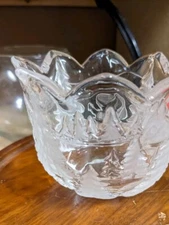 Mikasa "Christmas Story" Candle Holder, Frosted~Clear 3 1/4". Set Of 2