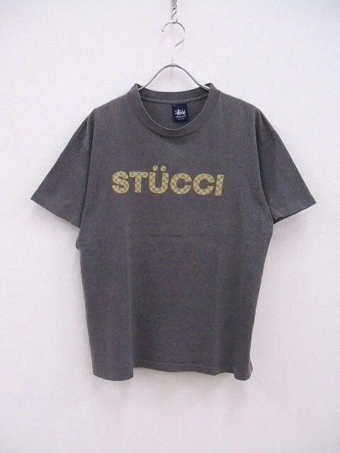 STUSSY 90's USA made STUCCI Monogram Old Short sleeve T-shirt gray 2-0710S♪