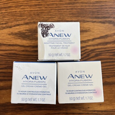 Avon ANEW Hydra Fusion Nighttime Facial Treatment + 2 Gel Creams Hydration NEW