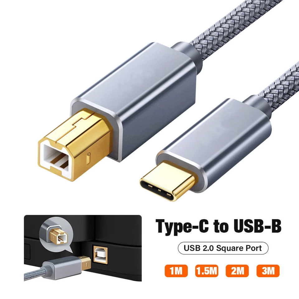 Cable de impresora USB tipo C impresora MIDI de alta velocidad USB B 2.0 para Epson HP piano DJ - Imagen 2 de 4