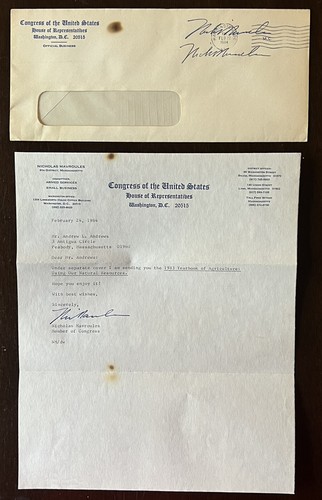 1984 US COVER AND LETTER SIGNED BY NICHOLAS MAVROULES, IMPRISONED FOR EXTORTION
