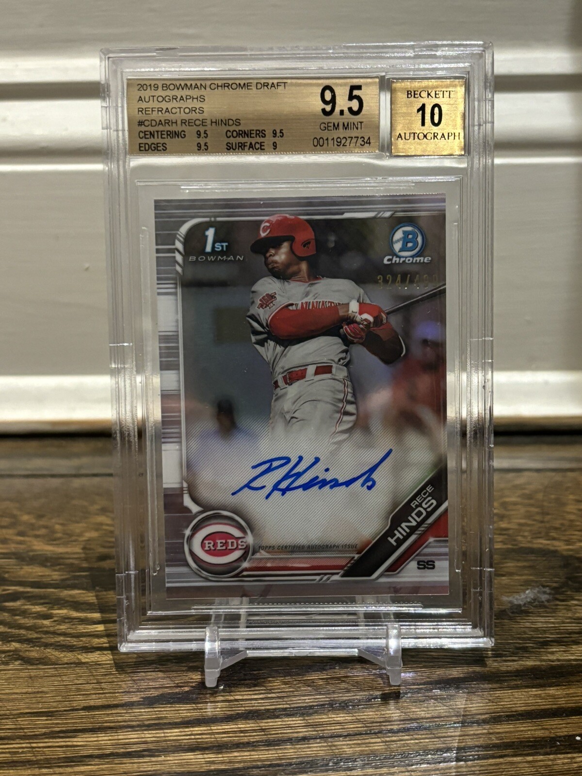 2019 Bowman Chrome Draft Rece Hinds Refractor Auto /499 BGS 9.5 w/10