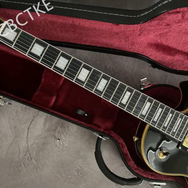 Custom Black LP Electric Guitar Ebony Fretboard 3H Pickup with Hardcase