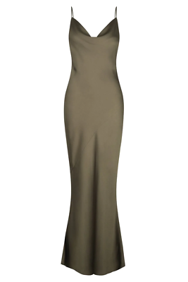 chinese dress ladies Kona Strapless Pleated Bust Satin Maxi Dress Sage Selfie Leslie
