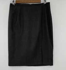 Calvin Klein Women  s Dark Gray Check Pencil Skirt Size 4, Lined, Front Slit