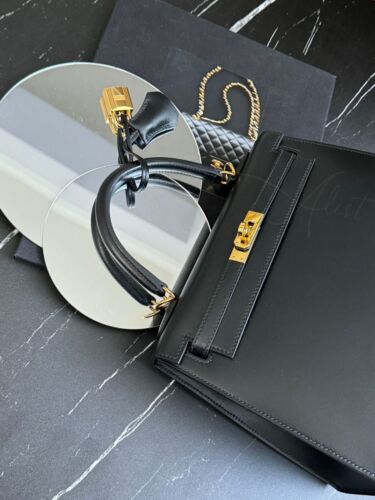 Hermes Kelly 25 Black Tadelakh Sellier Gold HW Complete Original Receipt 2022 - Picture 5 of 24