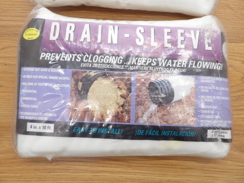 Lot Of 2 Drain Sleeve 10 ft. L x 4 Inches Filter Fabric Sock-NEW! FREE SHIPPING! - Picture 2 of 3