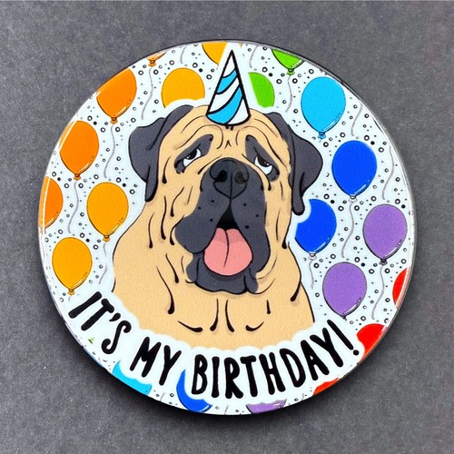 English Mastiff Dog Birthday Pinback Button Handmade Celebration Gift - Picture 3 of 4