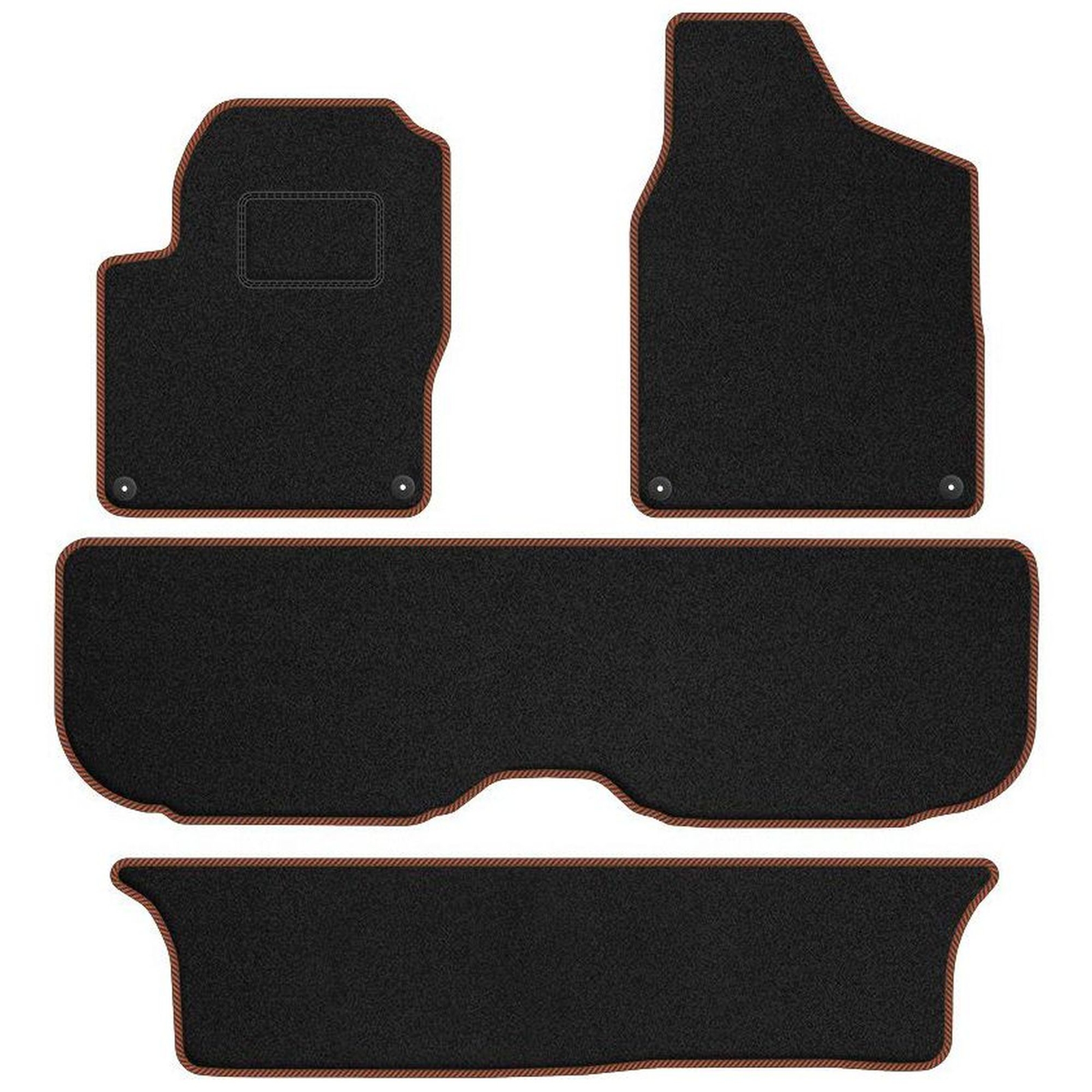 Jeu tapis sol velour STREAK marron pour Volkswagen Sharan I 1995-2010 2 pièces