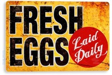 TIN SIGN Fresh Eggs Ld Rustic Chicken Coop Sign Kitchen Cottage Farm A127