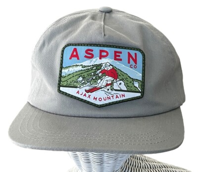 Aspen Ajax Mountain Gray SnapBack Hat Adult Baseball Cap Ski Snowboard CO