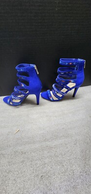 Jessica Simpson Blue Strappy Beaded Heals Womens Shoes Size 8M