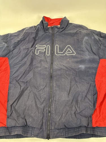 Fila Tracksuit Mens XL Blue Red 90s Y2K Jacket Pants Windbreaker Lined Vintage - Picture 3 of 12