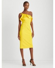 Ralph Lauren women's One Shoulder Jersey Dress - size 14 - Summer Lemon Yellow