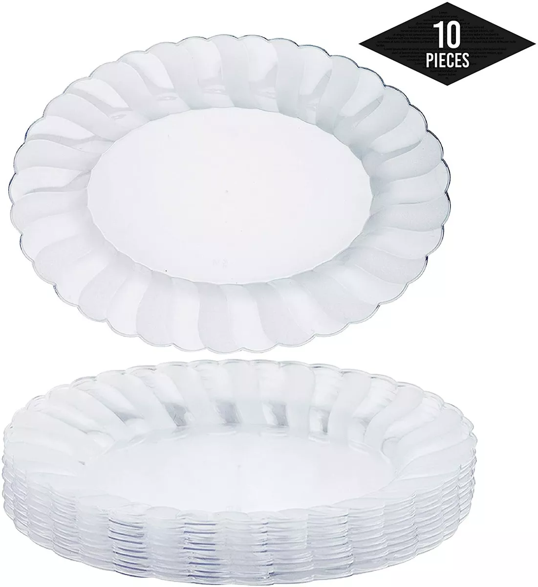 10 Clear Plastic Oval Serving Platters Party Trays 30x28cm