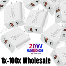 20W Fast Charger Block For iPhone 16 15 14 13 12 11 USB Type C Wall Adapter Lot