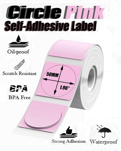 Phomemo Round 140PCS/Roll Thermal Label Paper 50mm for M110/M120/M220 Printer US - Picture 3 of 9