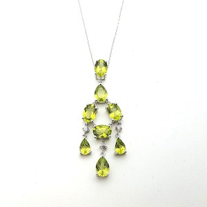 PJC-Sterling-Silver-White-Topaz-Green-Peridot-Drop-Dangle-Pendant-18-039-Necklace