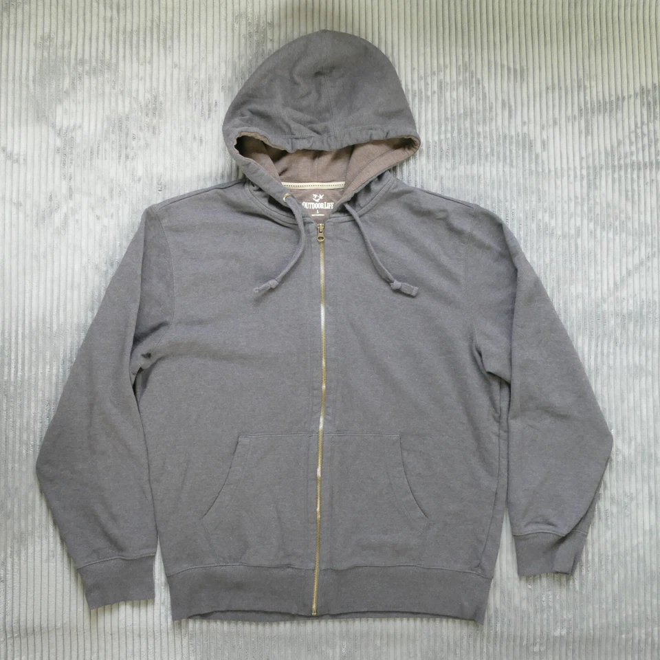 Outdoor Life Hoodie Large Sweatshirt Hooded Mens Brown Full Zip Heavy Layer Hike - Image 2 of 4