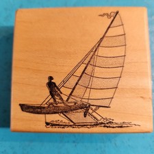 Sailboat Rubber Stamp Gray Wolf Graphics 2000 Made in USA
