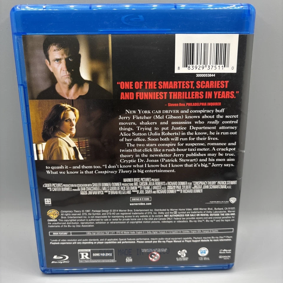Conspiracy Theory (Blu-ray, 1997) Мел Гибсон ~ Джулия Робертс ~ триллер - Изображение 2 из 4