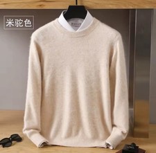 Herren Pullover Reines Vison Kaschmir Rundhals Strickpullover Top