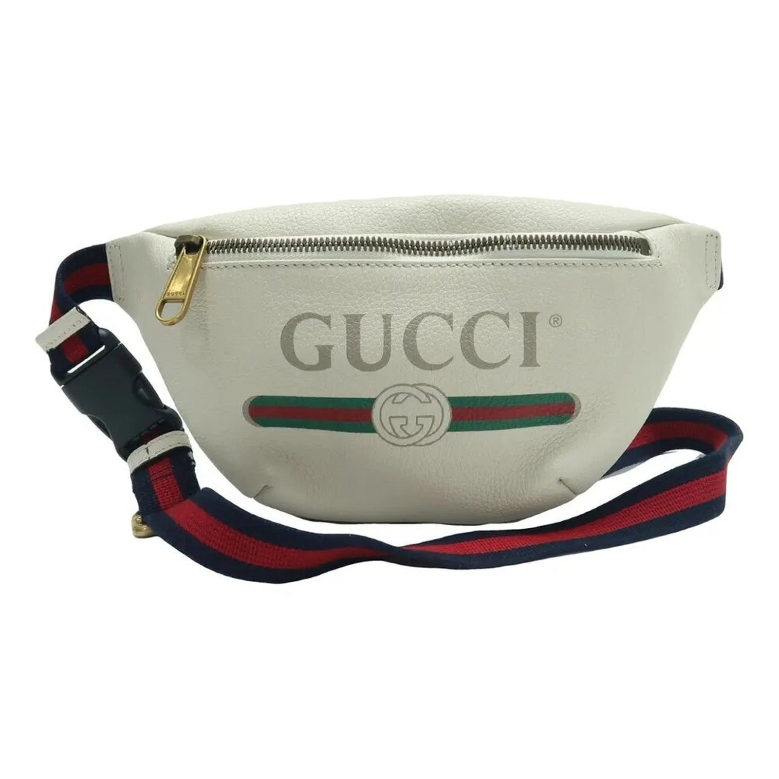 Sac ceinture en cuir blanc imprimé Gucci 615 040225