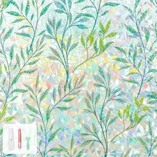 (31.5" x 78.7") Privacy Window Film, 3D Leaf Rainbow Stained 31.5″ x 78.7″