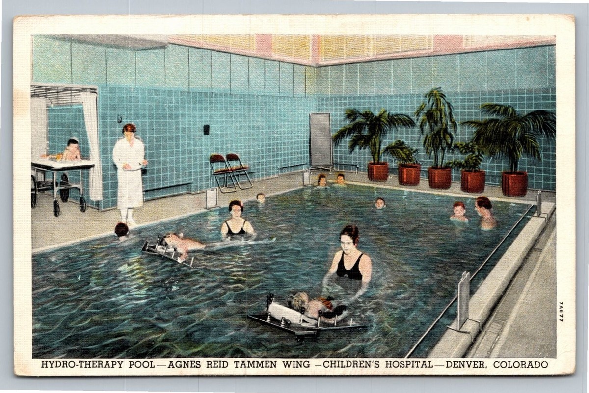 Denver Children's Hospital Hydro-Therapy Pool Linen Postcard 1943