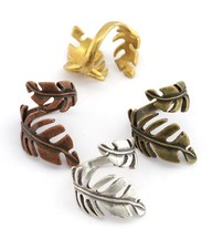 Leaf Ring Adjustable Raw brass or Plated 8US  3194