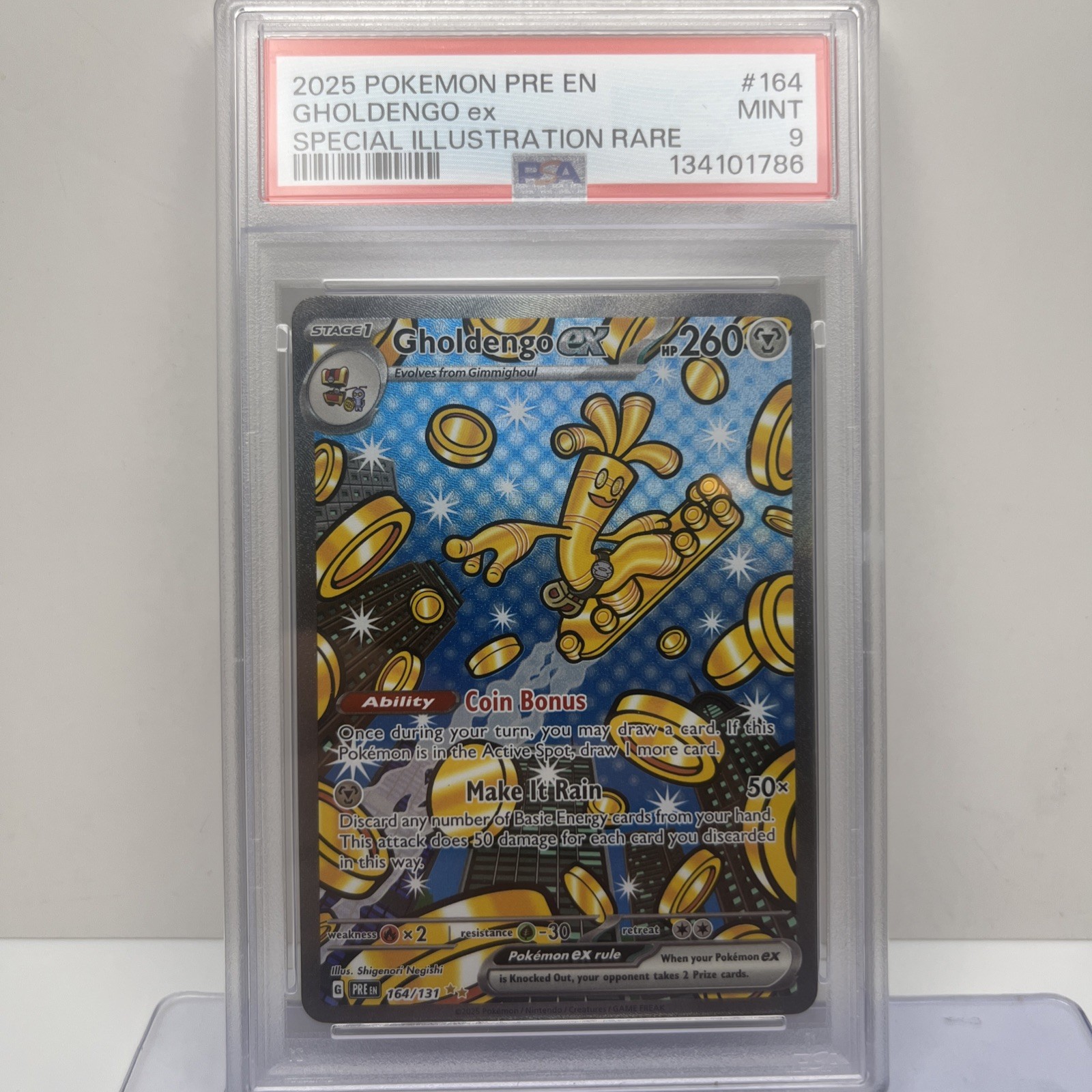 Gholdengo ex 164/131 Sv: Prismatic Evolutions Holo SIR - PSA 9 MINT