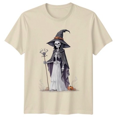 Skelett Hexe Gothic Halloween Aquarell Damen T-Shirt Halloween