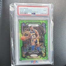 Panini Prizm 2023-24 Magic Johnson Neon Green Fast Break #185 PSA 9 #/5