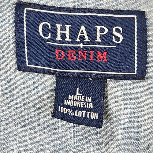 Giacca Chaps Denim Shacket donna L metallo logo bottoni vintage usata in ottime condizioni 4 tasche - Foto 7 di 17