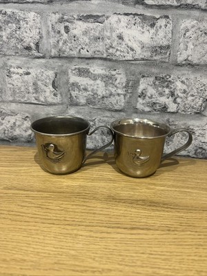 2 Vintage Selandia 18/8 Edelstahl Kinder Entenbecher - guter Zustand