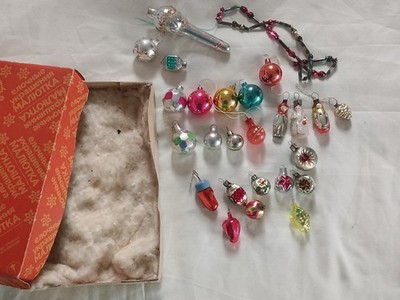 Vintage mini Christmas tree toy MALYUTKA,  Glass toys Christbaumschmuch 