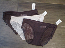 3-PACK SOMA VANISHING EDGE ALL OVER LACE BIKINI PANTIES IN PINK/PINOT SIZE SMALL