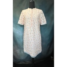 DIANE VON FURSTENBERG Warner Flower Lace Dress Peach Mandarin Collar Sheath