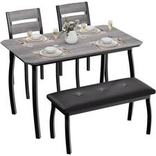 Kitchen Dining Table Set for 4 with 2 Upholstered Chairs and Bench Space-Saving