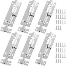 6 Packs Barrel Bolt Latch, 3" Length and 1" Wide Slide Latch Lock, Stainless