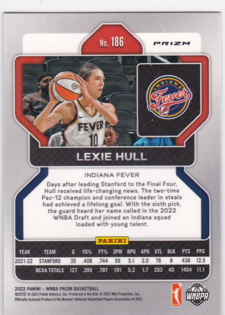 2022 Panini Prizm WNBA - Lexie Hull #186 Green Prizm (R/C) Indiana Fever view 2