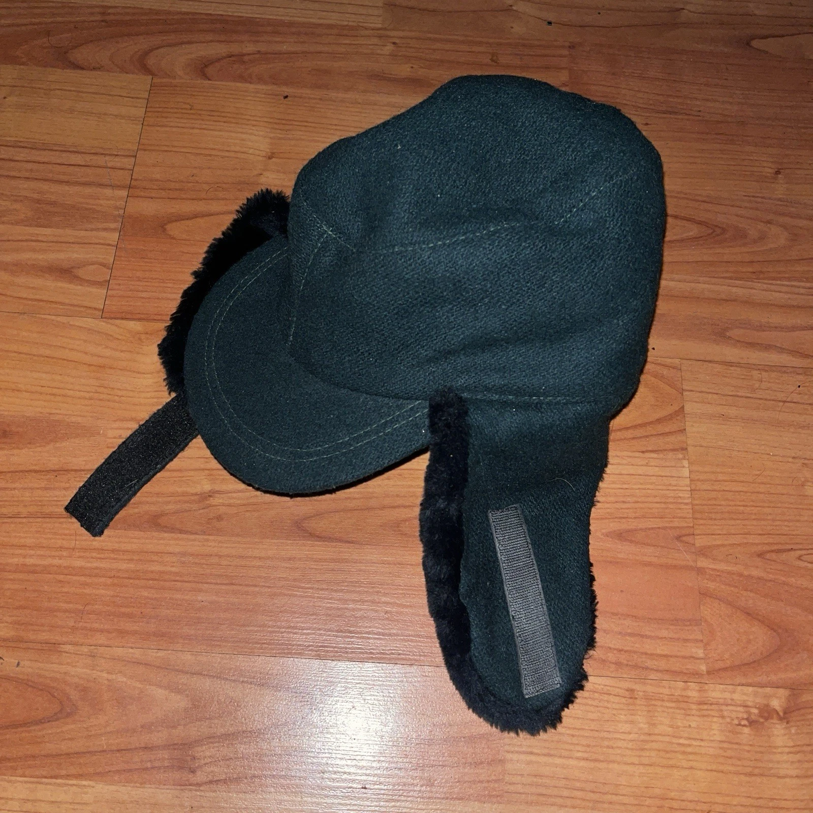 Vintage Dark Green Fleece Bomber Hat 90’s Y2K