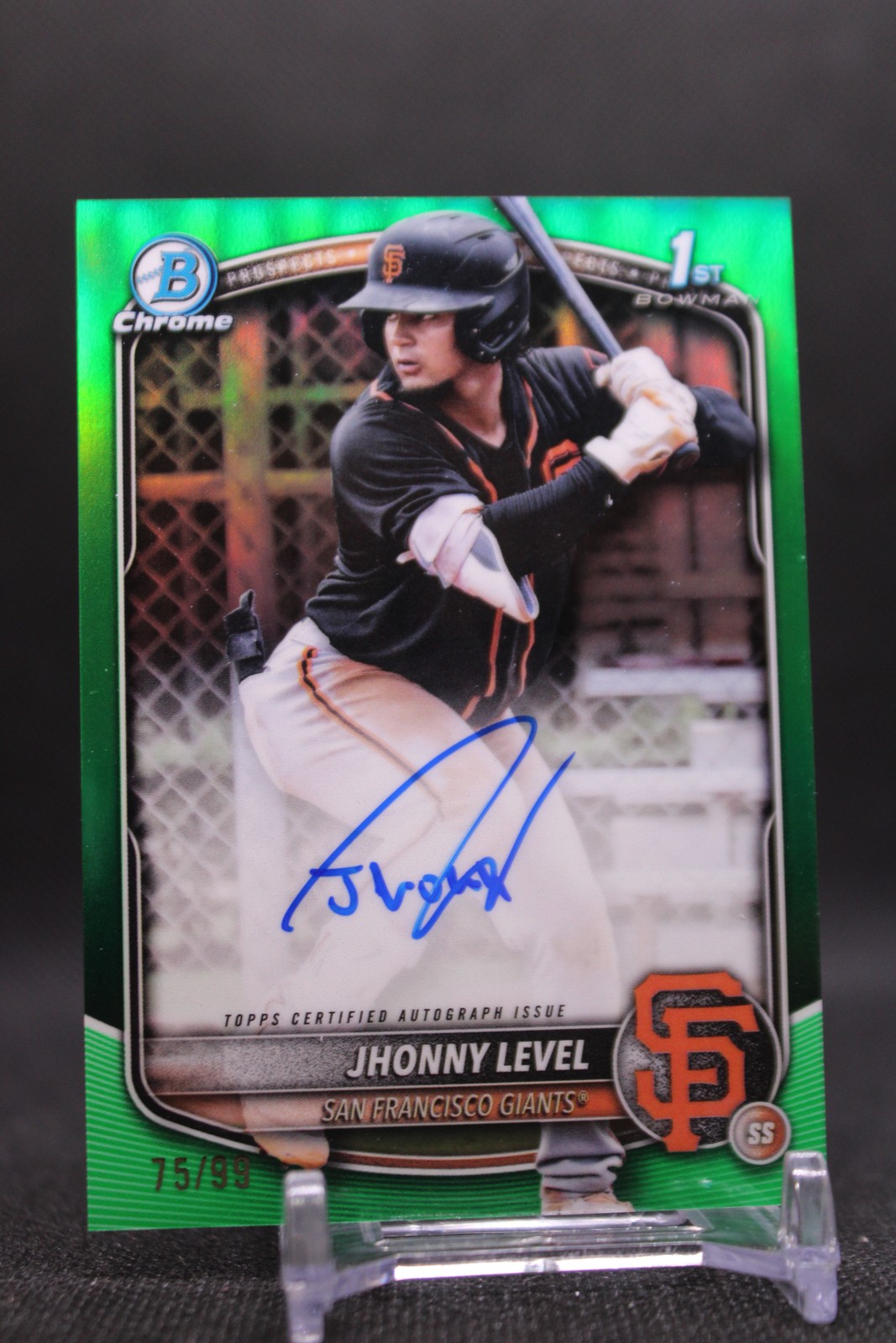 Jhonny Level #CPA-JL 2025 Bowman Chrome Prospect Autographs Green SN/99