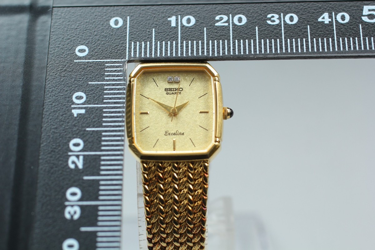 Vintage 1985 N MINT Seiko Exceline 7321-5910 Diamond Gold Qz